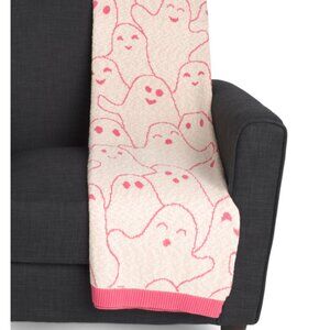 GOBLIN & GHOUL Pink Ivory GHOSTS Blanket Throw Halloween NWT 50" x 70" Sketched